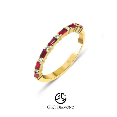 14K Solid Gold Diamond Ruby Ring