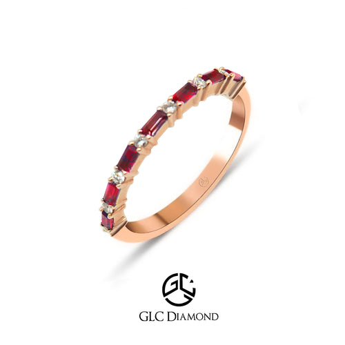 14K Solid Gold Diamond Ruby Ring