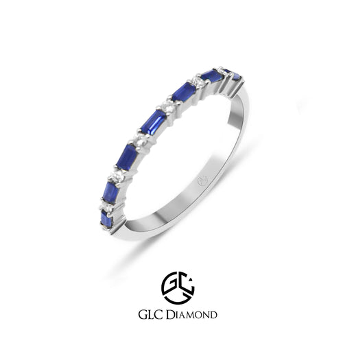 14K Solid Gold Diamond Sapphire Ring