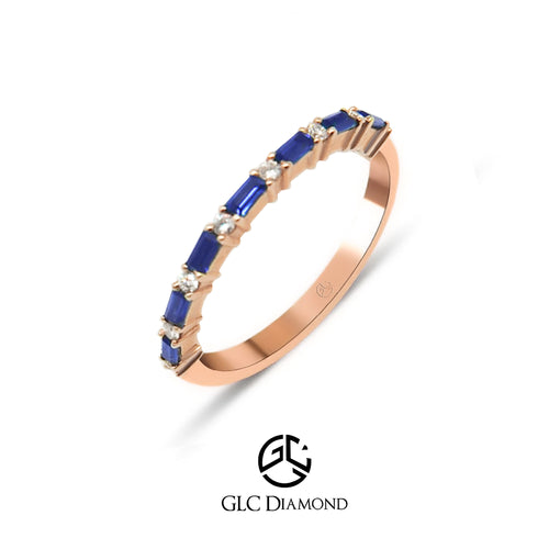 14K Solid Gold Diamond Sapphire Ring