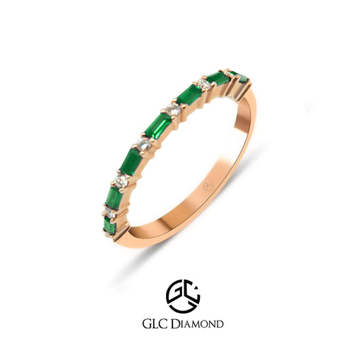 14K Solid Gold Emerald Ring