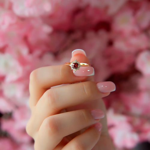 14K Solid Gold Diamond Ruby Promise Ring