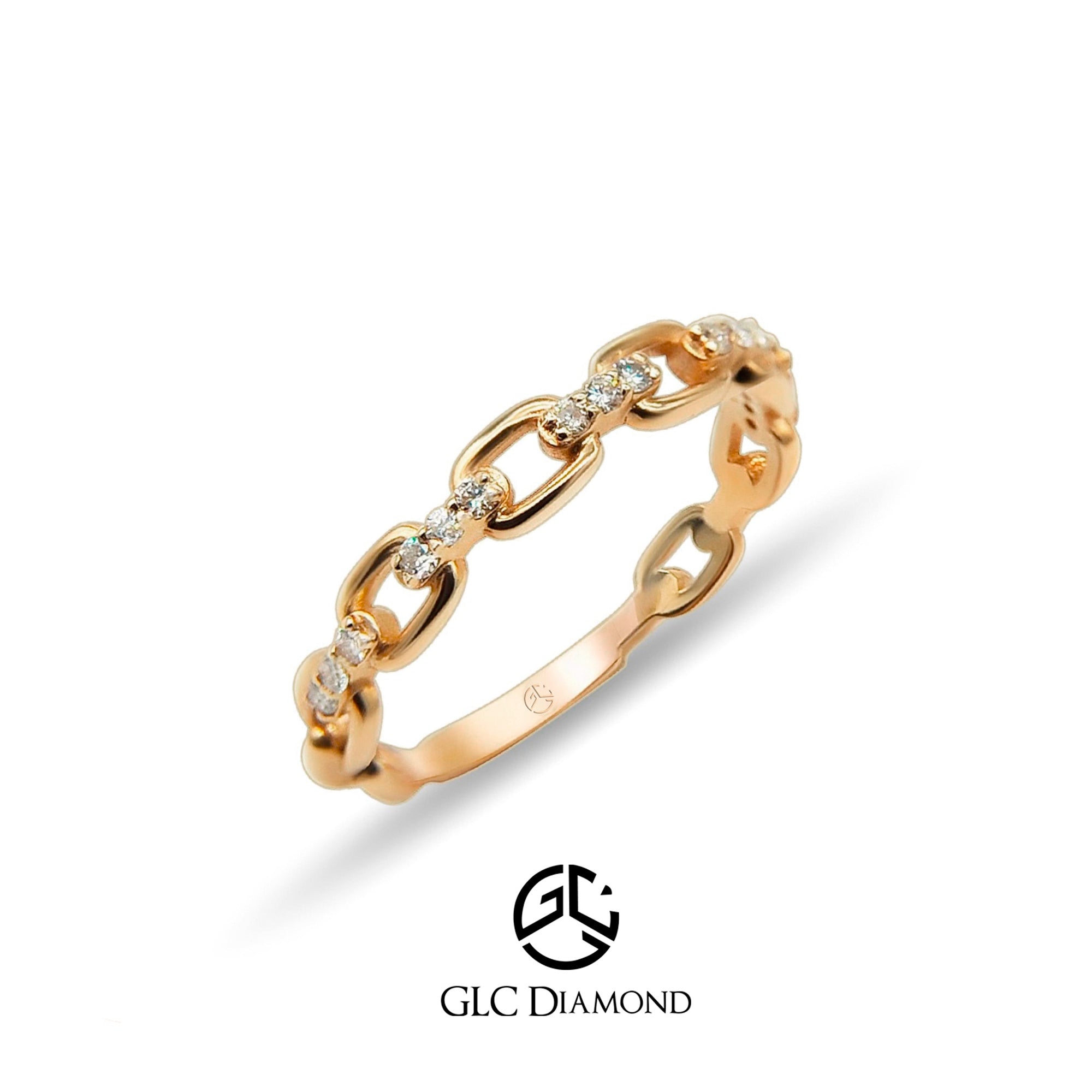 14K Solid Gold Diamond Open Link Ring