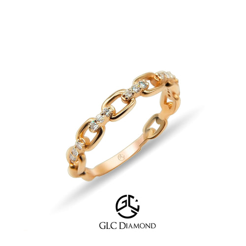 14K Solid Gold Diamond Open Link Ring