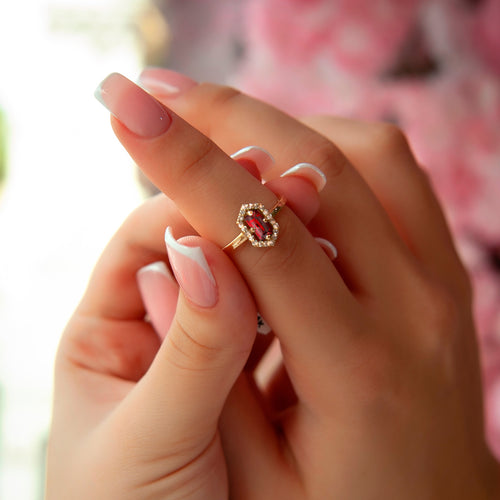 14K Solid Gold Diamond Ruby Statement Ring