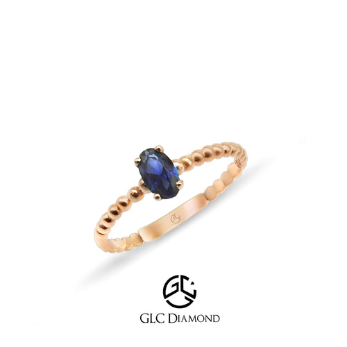 14K Solid Gold Oval Cut Sapphire Ring