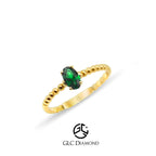 14K Solid Gold Oval Cut Emerald Ring