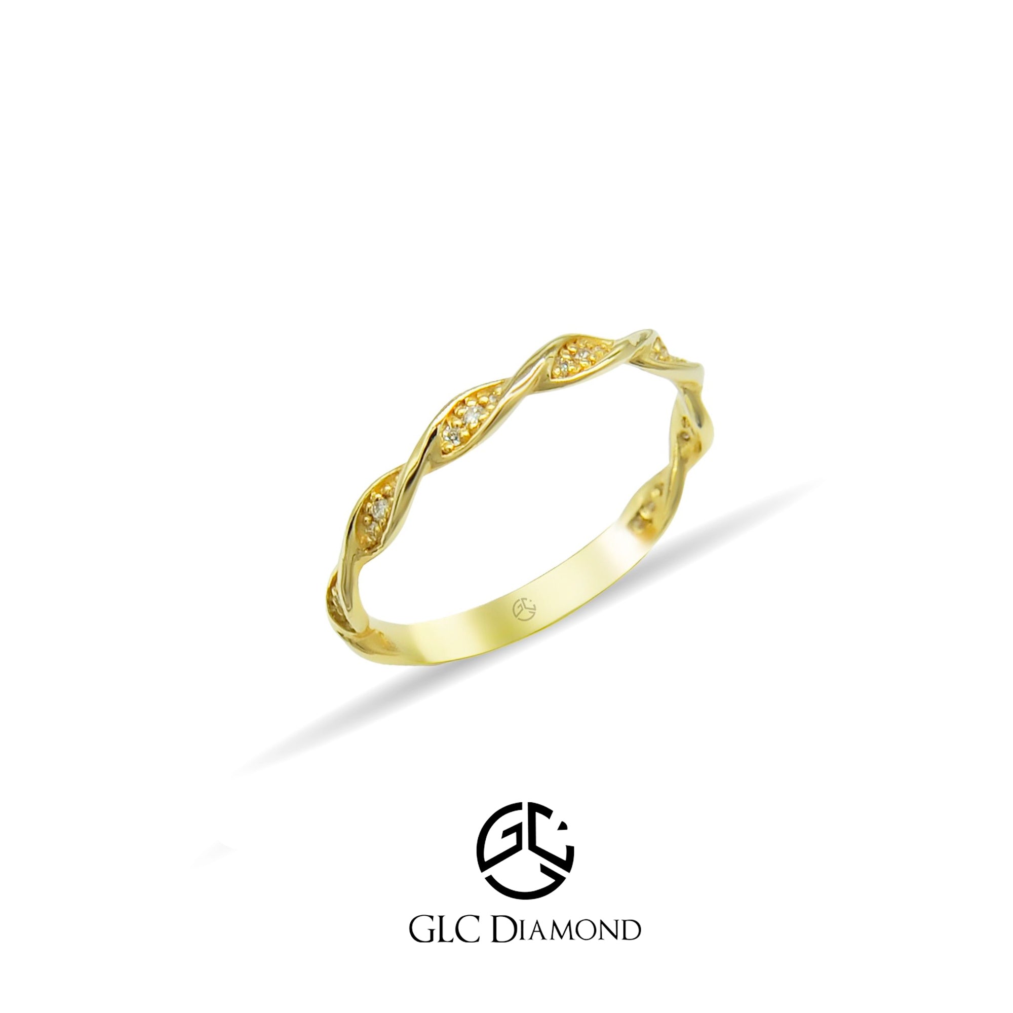 14K Solid Gold Diamond Twist Ring