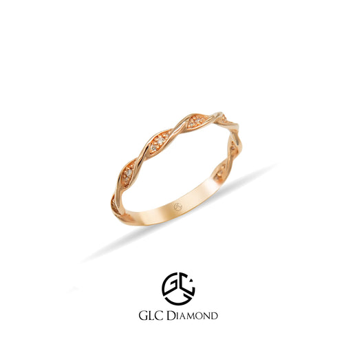 14K Solid Gold Diamond Twist Ring