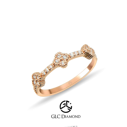 14K Gold Diamond Flower Band