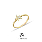 14K Gold Diamond Star Ring