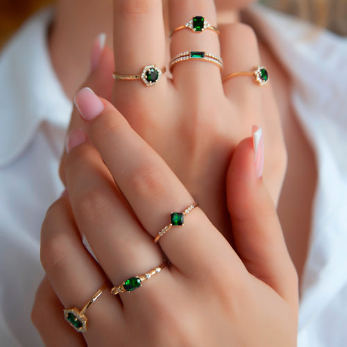 14K Gold Baguette Emerald Ring