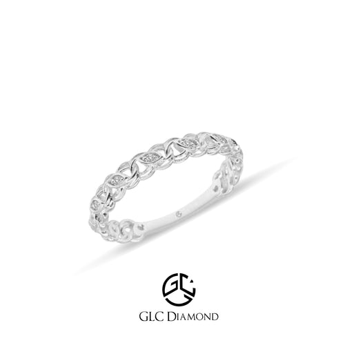 14K Solid Gold Diamond Chain Link Ring