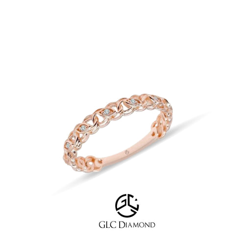 14K Solid Gold Diamond Chain Link Ring