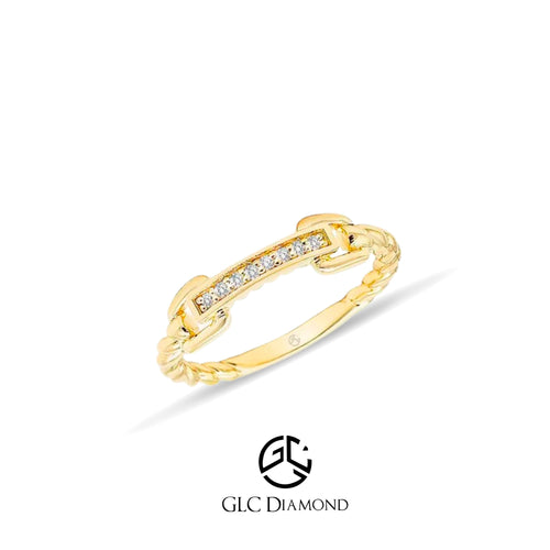 14K Gold Diamond Chain Ring