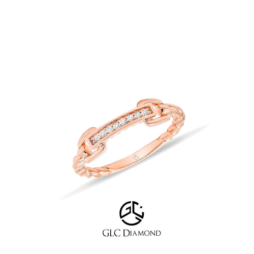 14K Gold Diamond Chain Ring