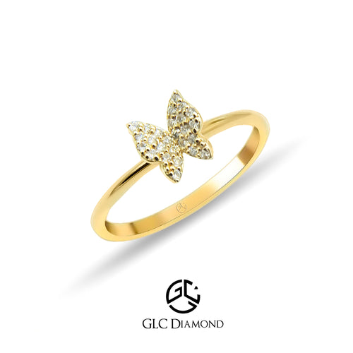 14K Gold Diamond Butterfly Ring