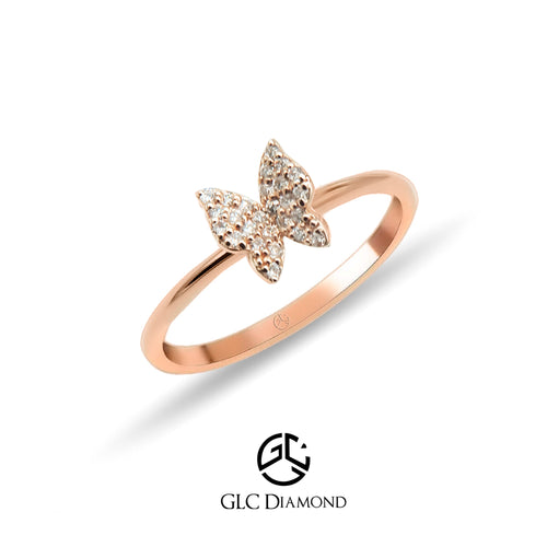 14K Gold Diamond Butterfly Ring