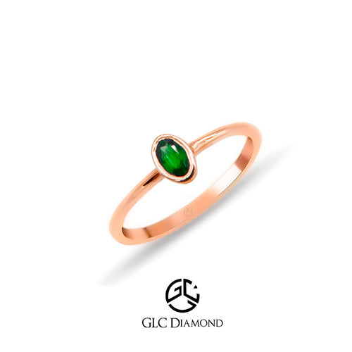 14K Solid Gold Oval Cut Solitaire Emerald Ring