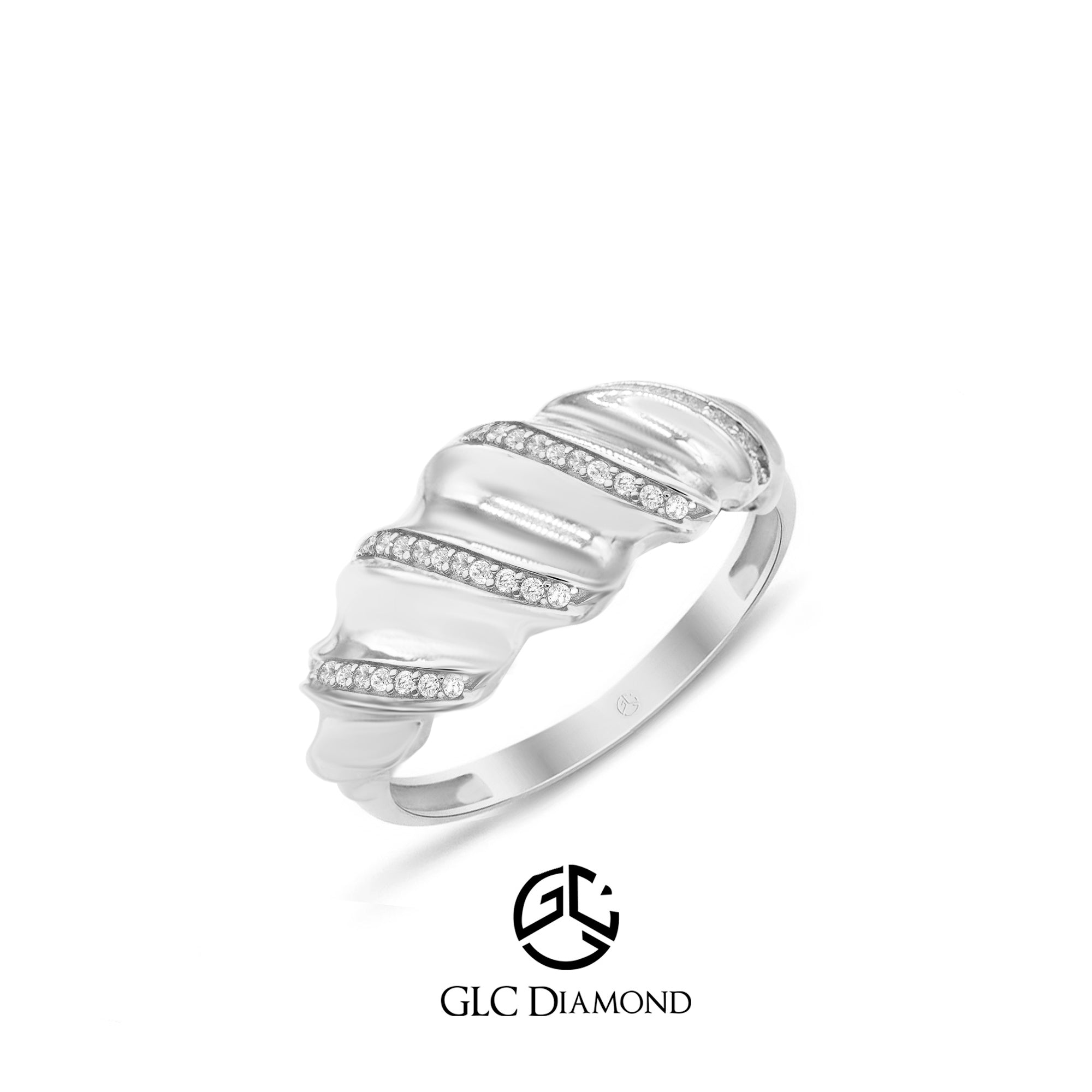 14K Gold Wavy Diamond Band Ring