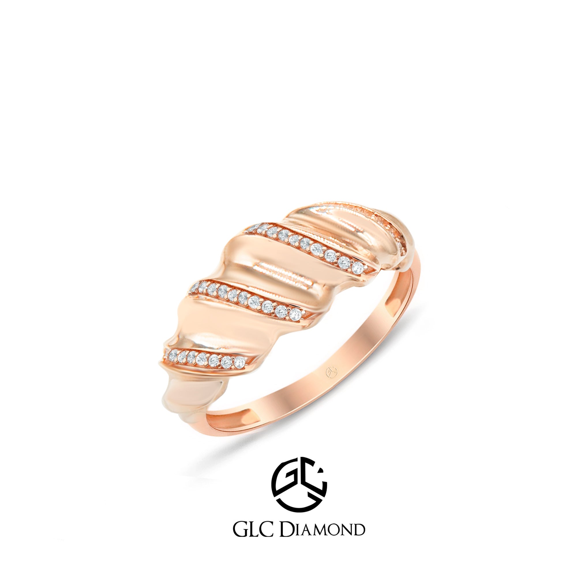 14K Gold Wavy Diamond Band Ring