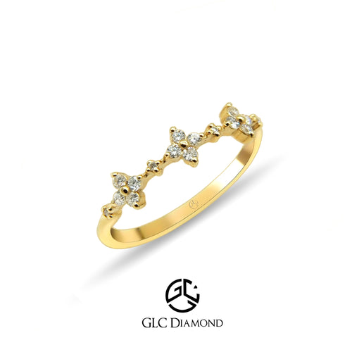 Diamond Daisy Stack Ring, 14K Gold Flower Ring