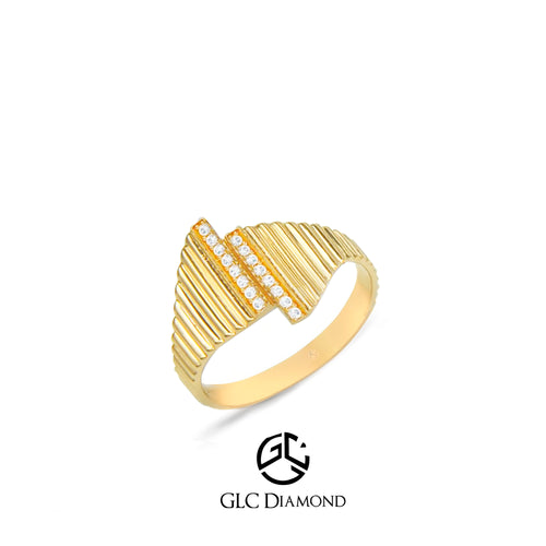 Geometric Diamond Ring - Solid 14K Gold