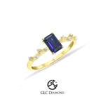 14K Solid Gold Sapphire Octagon Cut Ring