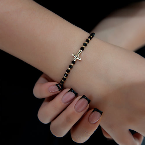 14K Gold Unisex Cross Bracelet