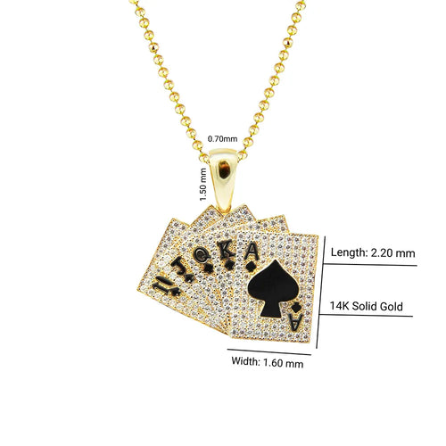 14K Solid Gold Poker Necklace