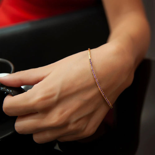 14K Solid Gold Amethyst Bracelet