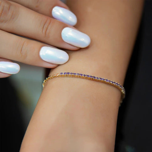 14K Solid Gold Amethyst Bracelet