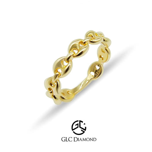 14K Solid Gold Chain Ring