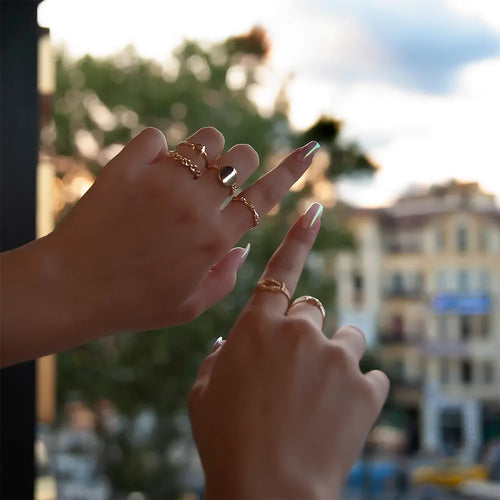 14K Solid Gold Chain Ring