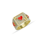 14K Solid Gold Ace Of Heart Poker Ring