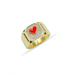 14K Solid Gold Heart Poker Ring