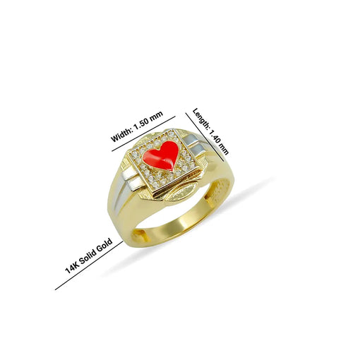 14K Solid Gold Heart Ring