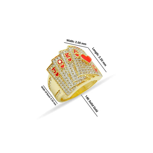 14K Solid Gold Poker Ring