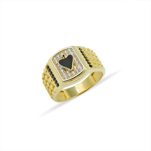 14K Solid Gold Spades Poker Ring