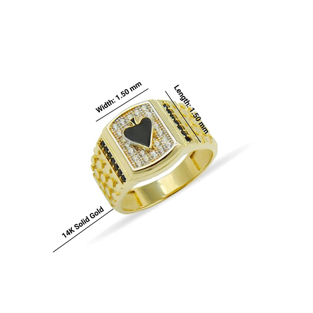 14K Solid Gold Spades Poker Ring