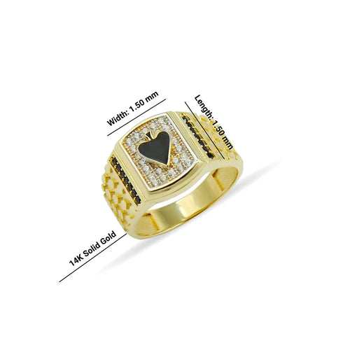 14K Solid Gold Spades Poker Ring