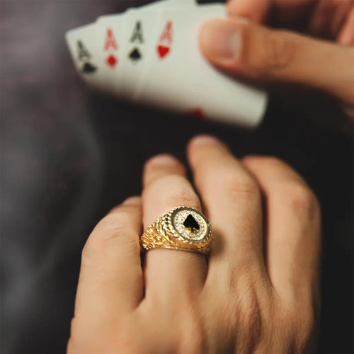 14K Solid Gold Diamond Spades Ring