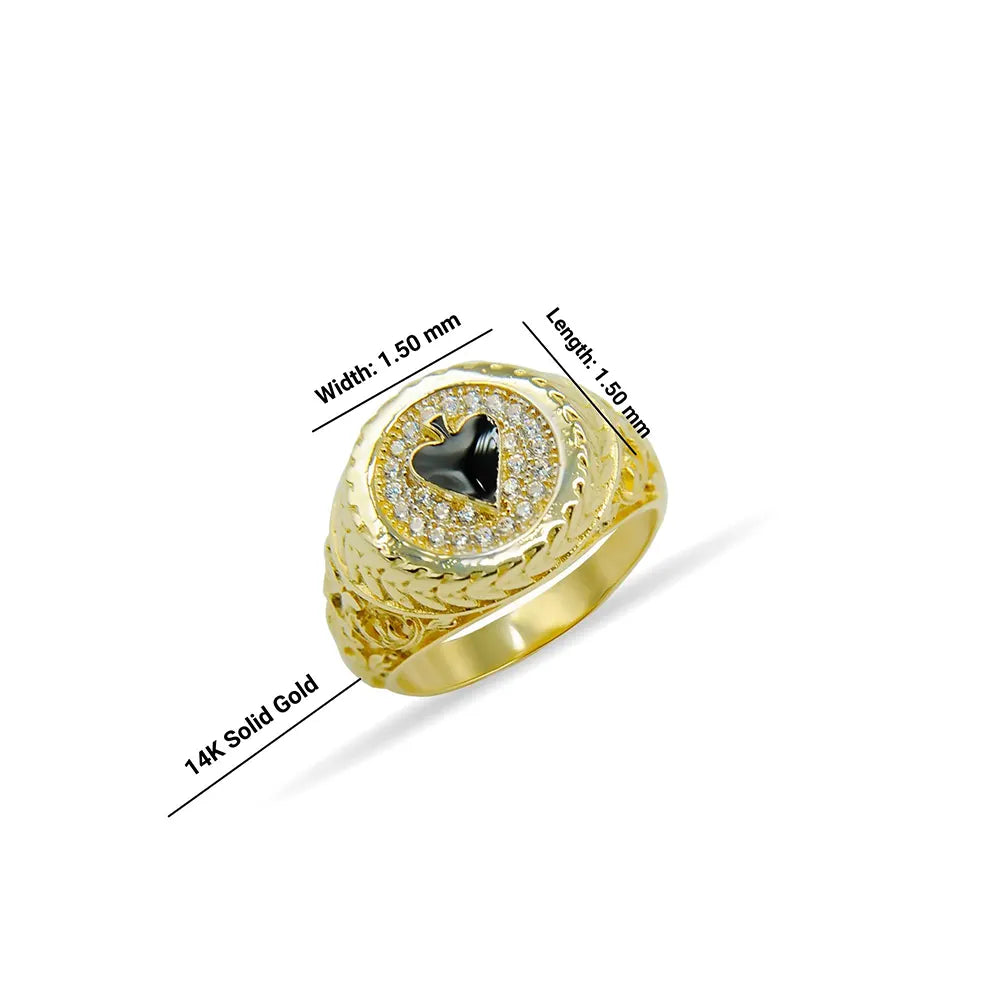 14K Solid Gold Diamond Spades Ring