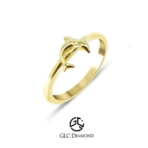 14K Solid Gold Dolphin Ring