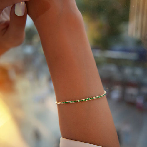 14K Solid Gold Emerald Color Bracelet