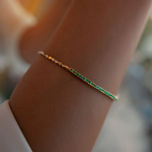 14K Solid Gold Emerald Color Bracelet