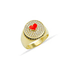 14K Solid Gold Heart Poker Ring