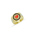 14K Solid Gold Heart Poker Ring