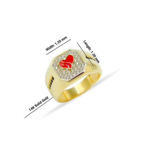 14K Solid Gold Heart Ring