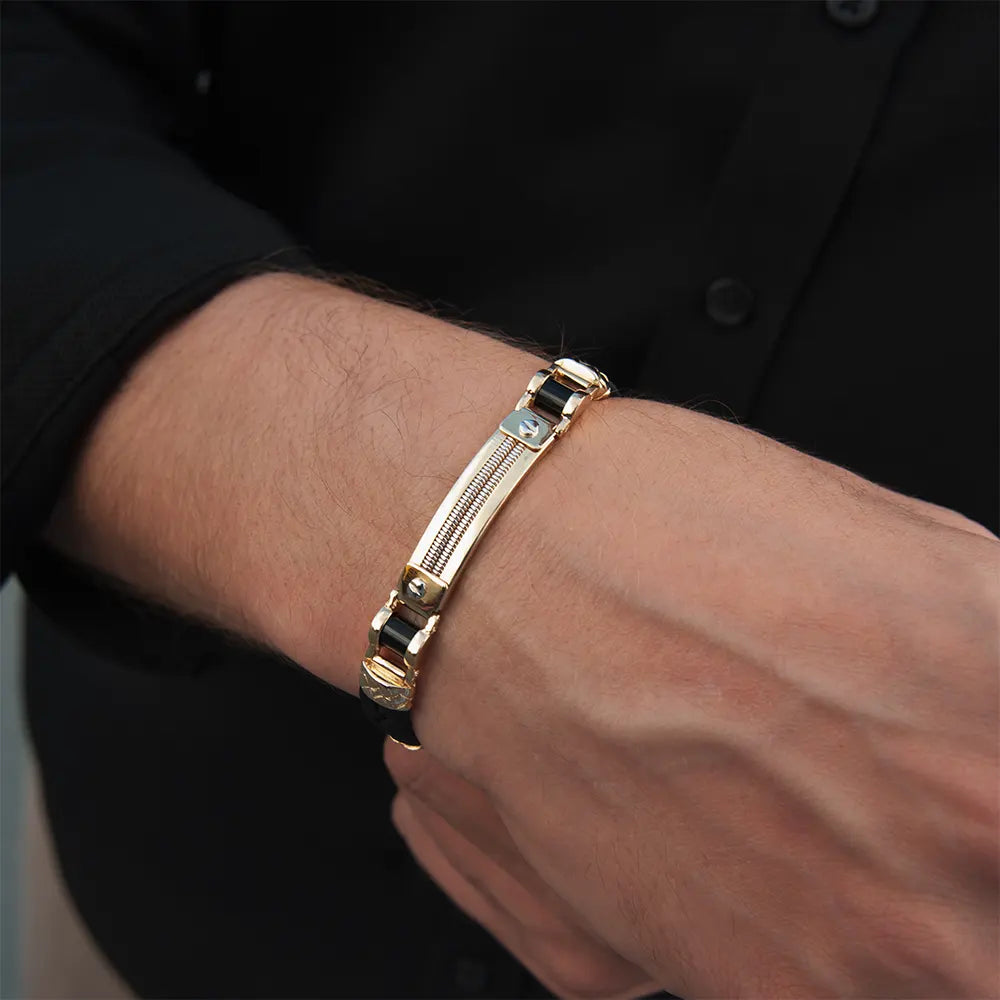 14K Solid Gold Men Bracelet